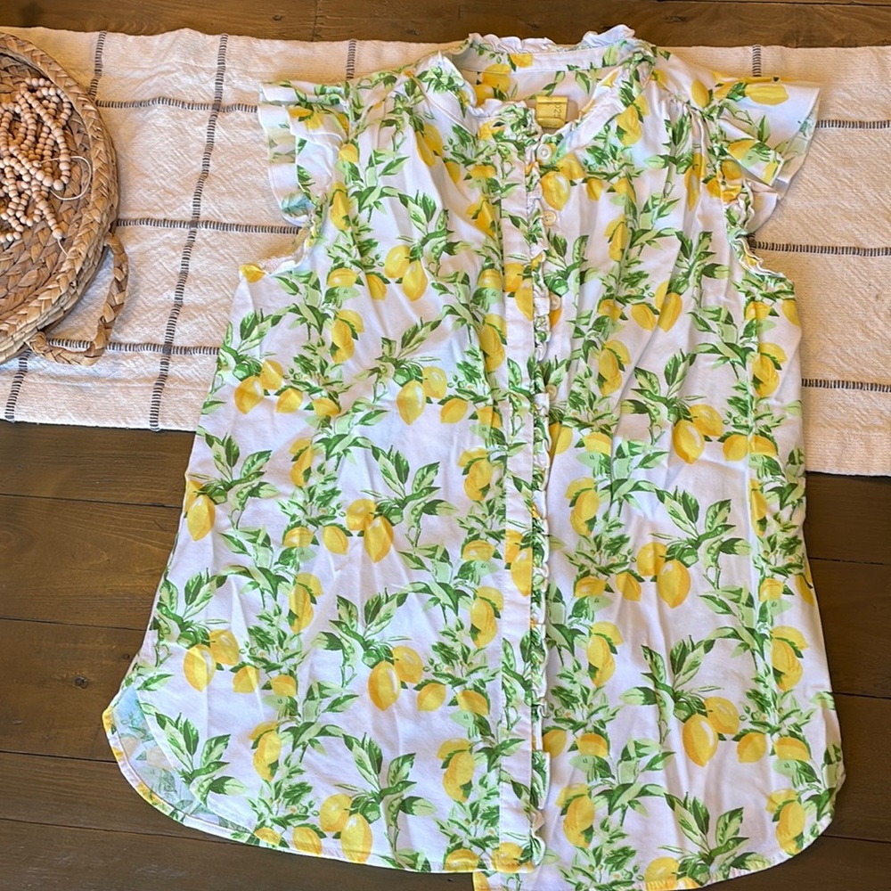 Lemon button up blouse